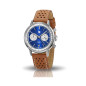 Montre Homme Lip Rallye Bleue 38 mm cadran bleu Bracelet cuir marron perforé