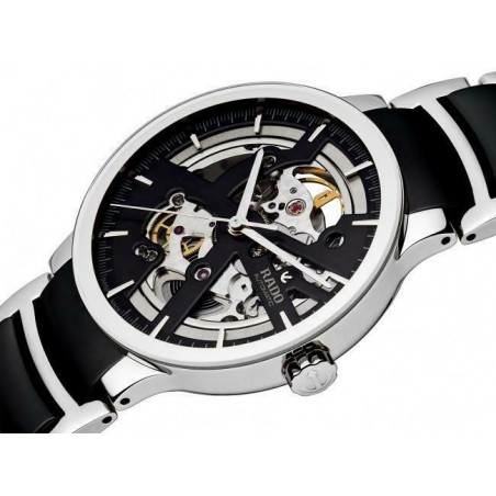 Rado - Montre Centrix automatique acier céramique coeur ouvert - Ref R30178152