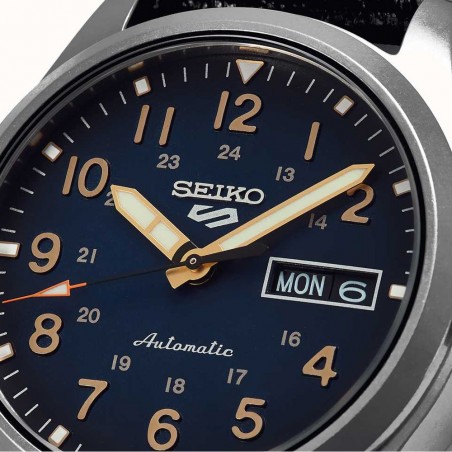 Montre Homme Seiko Sport 5 Auto Noir Acier Bleu - SRPG39K1