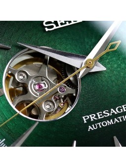 Montre Homme SEIKO Présage Automatique Coeur Ouvert Acier Cadran Vert - SSA441J1