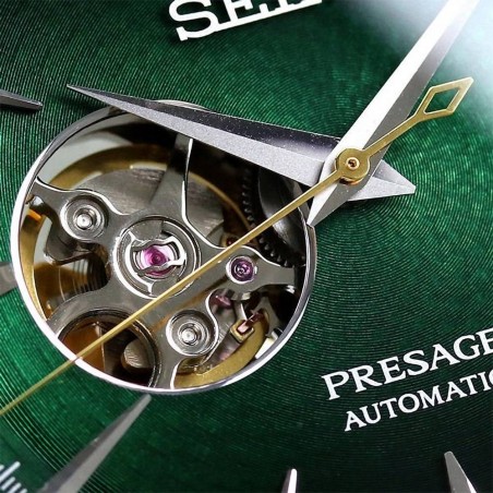Montre Homme SEIKO Présage Automatique Coeur Ouvert Acier Cadran Vert - SSA441J1