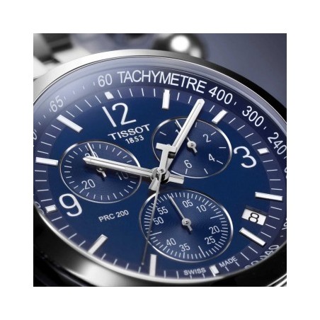 Montre Homme Tissot PRC 200 Chrono Sport Bleu Acier argenté - T1144171104700