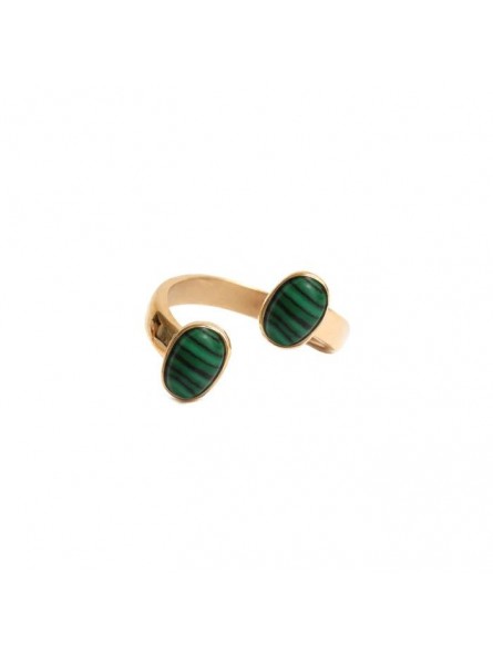 Bijoux Emma et Chloé - Bague Falli - Doré - Malachite