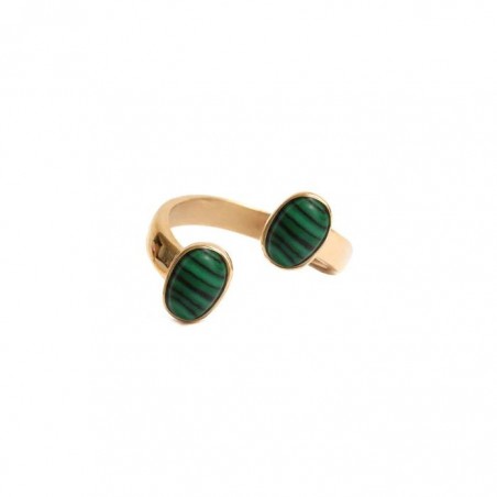 Bijoux Emma et Chloé - Bague Falli - Doré - Malachite