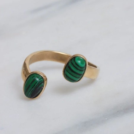Bijoux Emma et Chloé - Bague Falli - Doré - Malachite