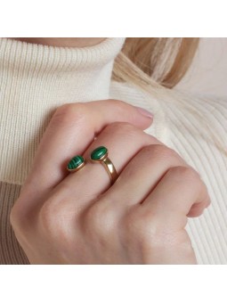 Bijoux Emma et Chloé - Bague Falli - Doré - Malachite