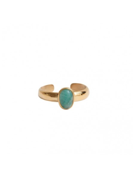 Bijoux Emma et Chloé - Bague Falva - Doré - Amazonite