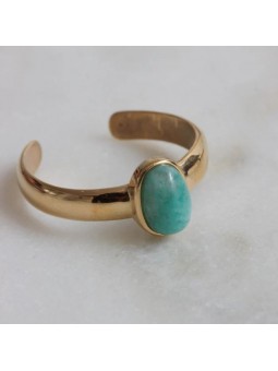 Bijoux Emma et Chloé - Bague Falva - Doré - Amazonite