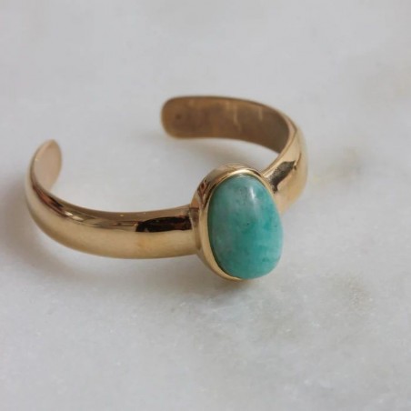 Bijoux Emma et Chloé - Bague Falva - Doré - Amazonite
