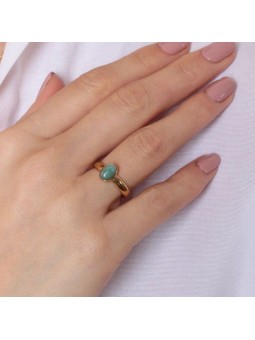 Bijoux Emma et Chloé - Bague Falva - Doré - Amazonite