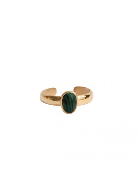 Bijoux Emma et Chloé - Bague Falva - Doré - Malachite