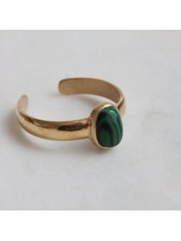 Bijoux Emma et Chloé - Bague Falva - Doré - Malachite