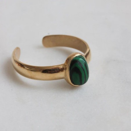 Bijoux Emma et Chloé - Bague Falva - Doré - Malachite