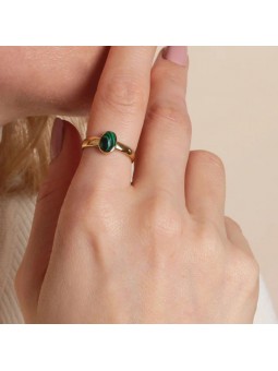 Bijoux Emma et Chloé - Bague Falva - Doré - Malachite