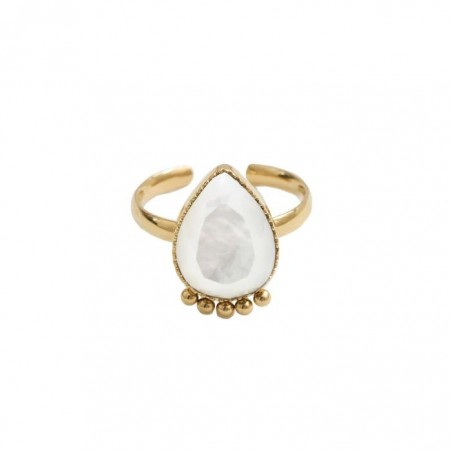 Bijoux Emma et Chloé - Bague fine Aya - Doré - Nacre