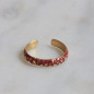 Bijoux Emma et Chloé - Bague fine Nouria - Doré - Email Terracotta