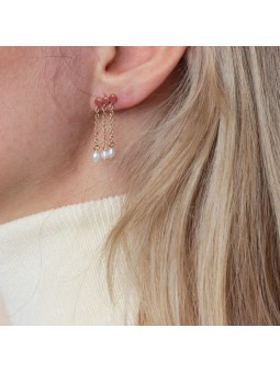 Bijoux Emma et Chloé - Boucles d'oreilles pendantes Nolia - Doré - Email Terracota