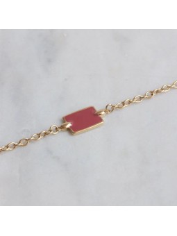 Bijoux Emma et Chloé - Bracelet chaîne Altaia - Doré - Email Terracotta