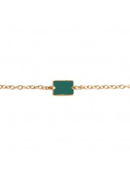 Bijoux Emma et Chloé - Bracelet chaîne Altaia - Doré - Email Vert