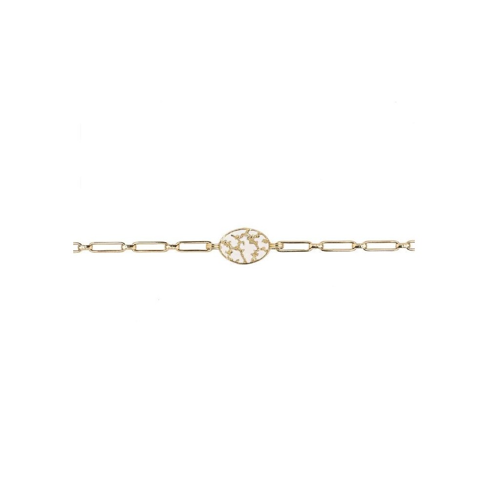 Bijoux Emma et Chloé - Bracelet chaîne Vega - Doré - Email Blanc