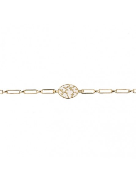 Bijoux Emma et Chloé - Bracelet chaîne Vega - Doré - Email Blanc