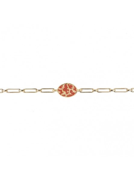 Bijoux Emma et Chloé - Bracelet chaîne Vega - Doré - Email Terracotta Bijoux Emma et Chloé - Bracelet chaîne Vega - Doré - Email Terracotta