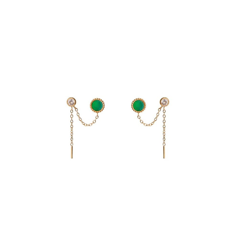 Bijoux Emma et Chloé - Boucles d'oreilles - Chloris - Onyx vert
