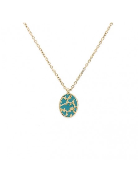 Bijoux Emma et Chloé - Collier chaîne Avia - Doré - Email Verte Bijoux Emma et Chloé - Collier chaîne Avia - Doré - Email Verte