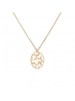 Bijoux Emma et Chloé - Collier chaîne Chara - Doré - Email Blanc