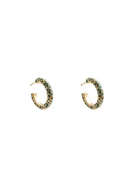 Bijoux Emma et Chloé - Créoles Enif - Doré - Email Vert Bijoux Emma et Chloé - Créoles Enif - Doré - Email Vert
