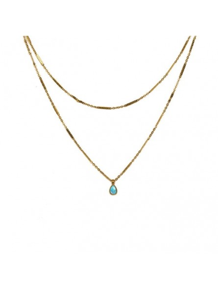 Bijoux Emma et Chloé - Collier - Hedelia - Doré rquoise Bijoux Emma et Chloé - Collier - Hedelia - Doré rquoise