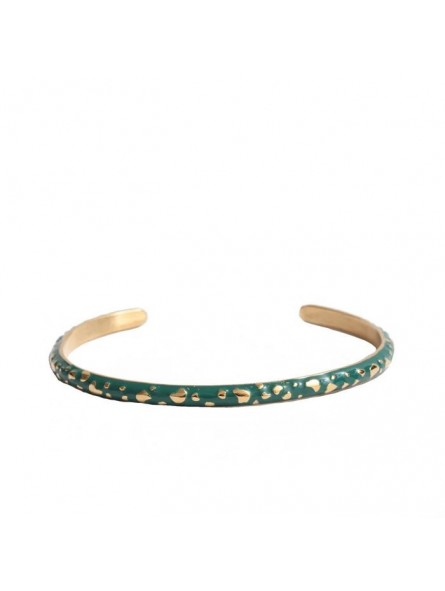 Bijoux Emma et Chloé - Bracelet jonc Amelia - Doré - Email Vert Bijoux Emma et Chloé - Bracelet jonc Amelia - Doré - Email Vert