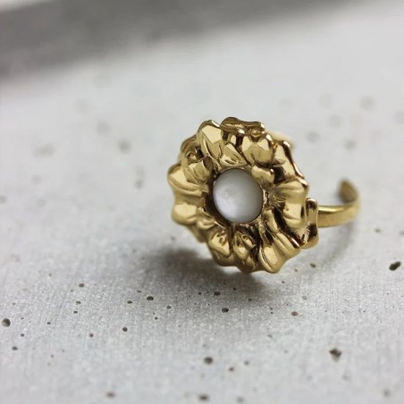 Bijoux Emma et Chloé - Bague - Ononis - Doré - Nacre
