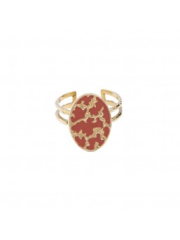 Bijoux Emma et Chloé - Bague large - Ourea - Doré - Email Terracota