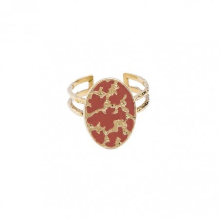 Bijoux Emma et Chloé - Bague large - Ourea - Doré - Email Terracota
