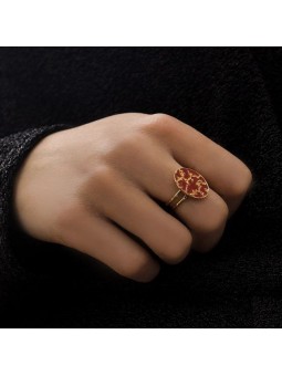 Bijoux Emma et Chloé - Bague large - Ourea - Doré - Email Terracota