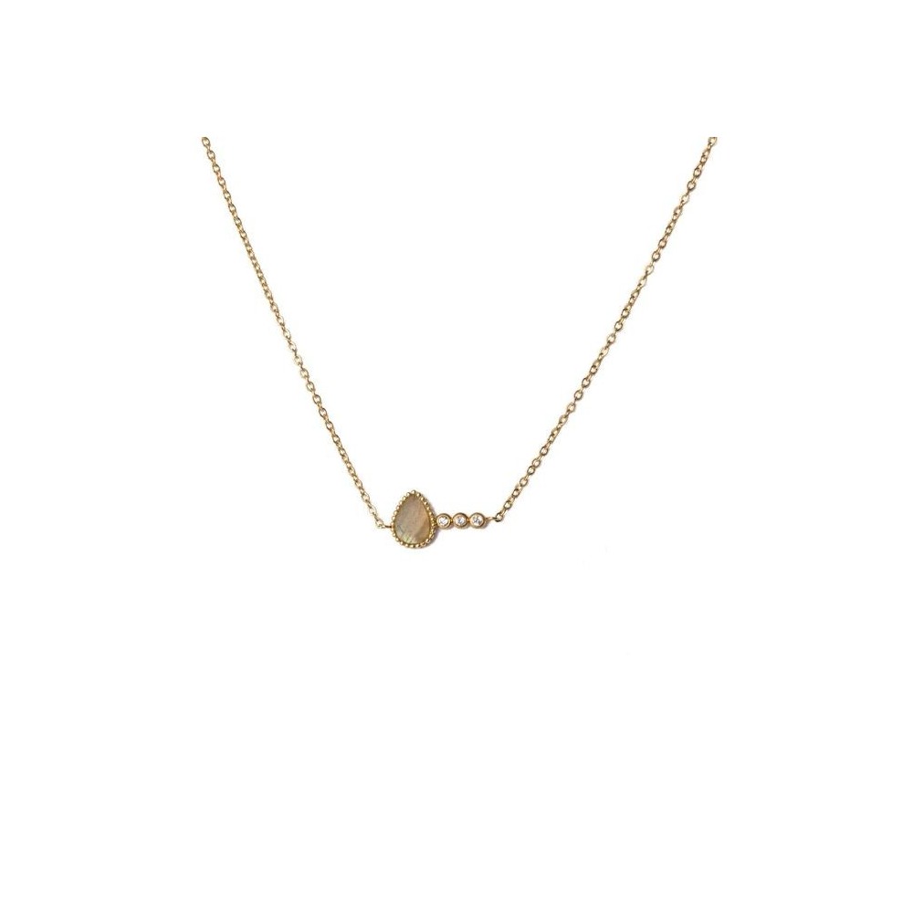 Bijoux Emma et Chloé - Collier - Tyche - Doré - Labradorite