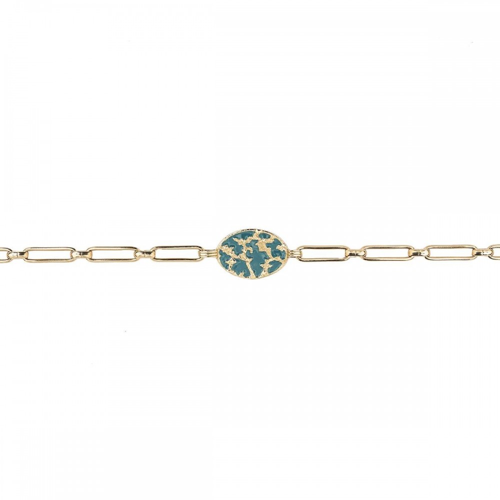 Bijoux Emma et Chloé - Bracelet chaîne Vega - Or - Email Verte