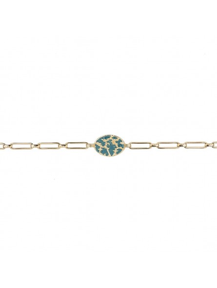 Bijoux Emma et Chloé - Bracelet chaîne Vega - Or - Email Verte