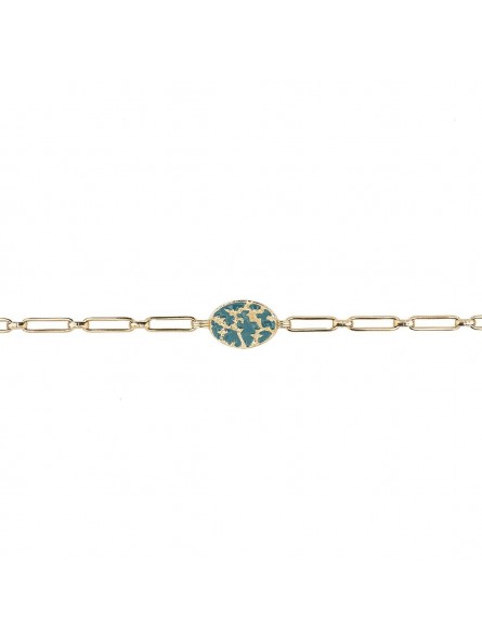 Bijoux Emma et Chloé - Bracelet chaîne Vega - Or - Email Verte Bijoux Emma et Chloé - Bracelet chaîne Vega - Or - Email Verte