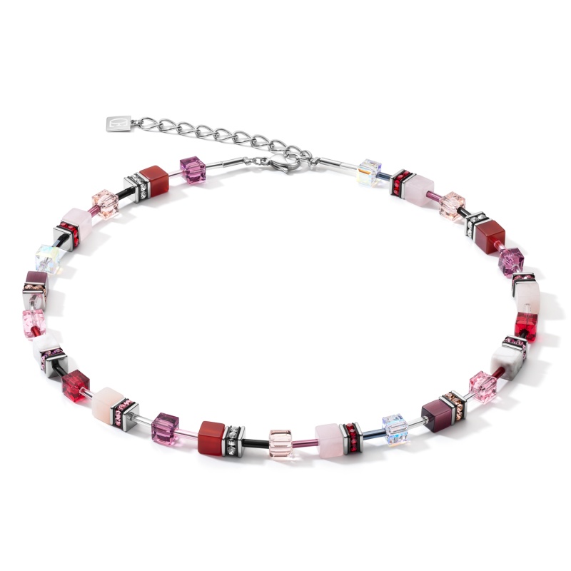 Coeur de Lion - Collier GeoCUBE Cristaux - pierres précieuses rouge-mauve - 4905100308