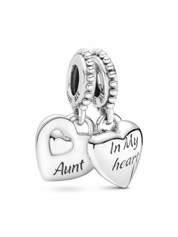 Pandora Bijou argent 925 - Charm Pendant Coeur Séparable Tante et Nièce - 799188C00