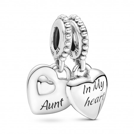 Pandora Bijou argent 925 - Charm Pendant Coeur Séparable Tante et Nièce - 799188C00