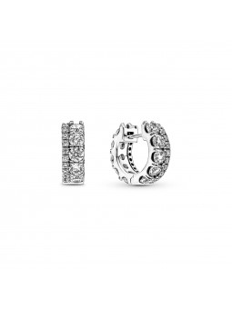 Pandora Bijou argent 925 - Créoles Pavées Anneau Double Argent - 290058C01