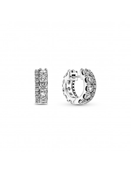 Pandora Bijou argent 925 - créoles Pavées Anneau Double argent - 290058C01