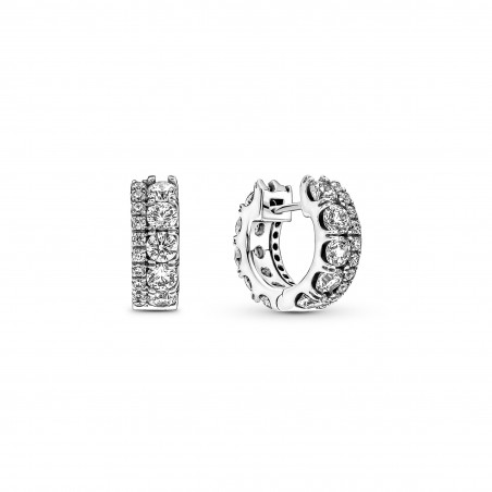 Pandora Bijou argent 925 - Créoles Pavées Anneau Double Argent - 290058C01