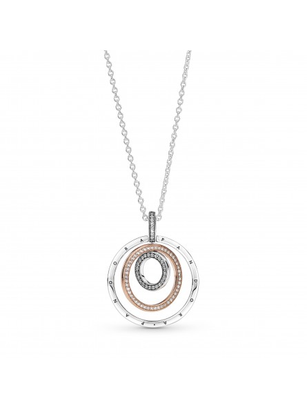 Collier avec Pendentif Cercles Bimatières - 60 cm