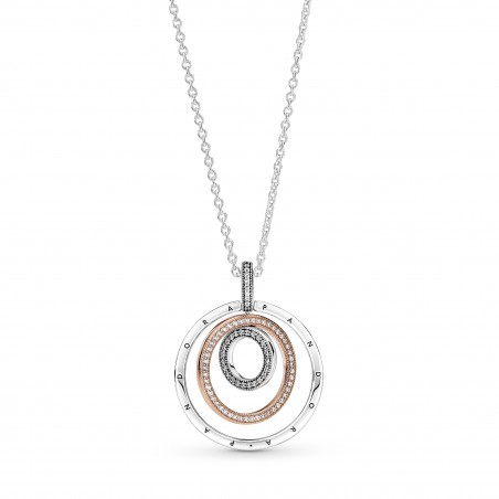 Collier avec Pendentif Cercles Bimatières - 60 cm