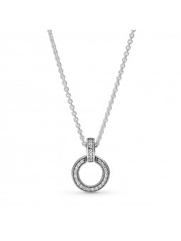 Pandora Bijou argent 925 - Pendentif et Collier Double Cercle 45cm