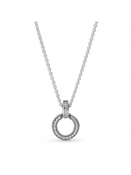 Pandora Bijou argent 925 - Pendentif et Collier Double Cercle 45cm